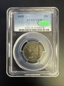 1835 Capped Bust Quarter PCGS VF25 CAC - Toned E#120 - Picture 1 of 2
