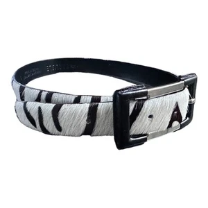 Cinturón de moda Carlisle para mujer negro blanco cebra pelo de becerro talla pequeña - Imagen 1 de 10