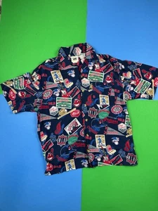 Vintage 90s Cleveland Indians button Shirt Size XL Hawaiian Retro All Over Print - Picture 1 of 5