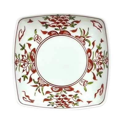 Arita ware square plate small plate hand-painted Denpeigama Wanli red-painted - Image 1 of 4