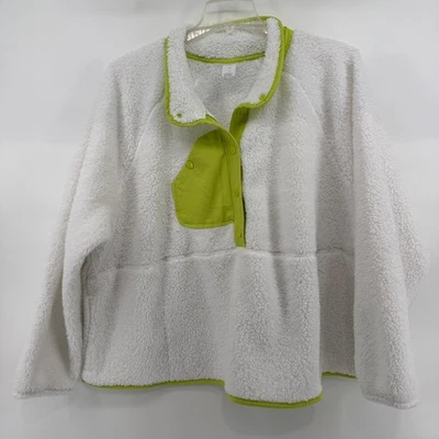 Top Pullover LIVI for Lane Bryant Blanco Vellón Difuso Cuello a Presión Talla 26 28 o 4X Foto 1 de 4