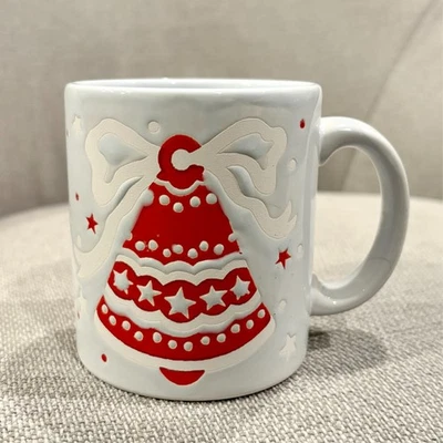 TAZA CAMPANA NAVIDAD WAECHTERSBACH VINTAGE GRIS ROJA Y BLANCA Hecha en Alemania Occidental Foto 1 de 4