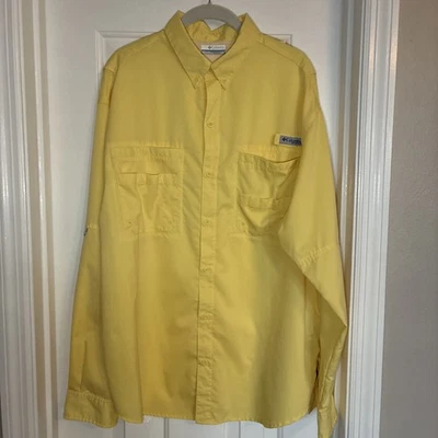 Camisa Columbia PFG Para Hombres Grande Abotonada Ventilada Omni-Sombra Amarilla Manga Larga Usada en Excelente Condición Foto 1 de 4