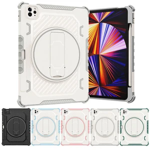 Shockproof Armor Grip Hard Rotating Stand Pen Holder Case Cover For Apple iPad - Picture 1 of 45