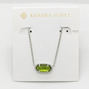 Kendra Scott Elisa Satellite Pendant Silver Necklace in Peridot - Picture 1 of 4