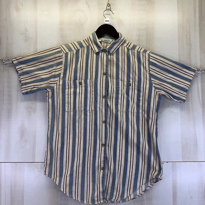 Vintage 1990s Gotcha Covered Unisex Adult Striped Canvas Button Up Shirt-8860 — 第 1/4 张图片