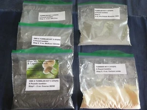 Rock Tumbling Grit Kit OBS- 6-5 for a 6 lb. Tumbler- 5 Step for Obsidian-Glass  - Picture 1 of 6