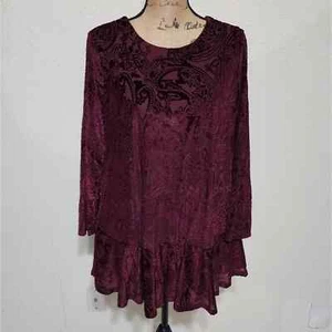 Alter'd State Cranberry Samt Ausbrenner Blumen Kleid/Tunika Gr. Medium - Bild 1 von 7