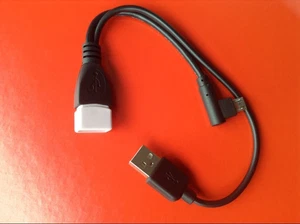 Angle USB Micro Male To USB Female Host OTG Cable + USB Power Cable Y Splitter - Picture 1 of 2