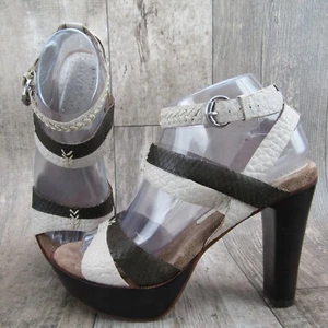 Womens Biviel Strappy Platform Heel Sz 38 Strappy Leather Ankle Strap US 7.5-8 - Picture 1 of 12