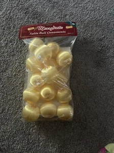 Mary Bright Satin Ball Ornaments Yellow Lot 15 - Picture 1 of 5