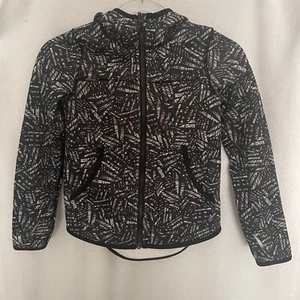 Ivivva Warm Moments Jacket Girls 7 Full Zip Cotton Fleece Basket Mesh Black Whit - Picture 1 of 9