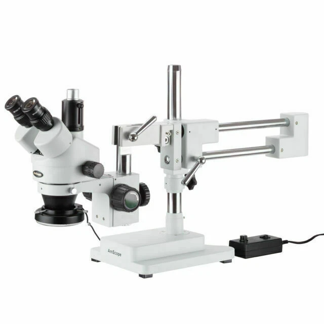 AmScope SM-4TZ-144 3.5x-90x Trinocular Stereo Microscope Wwth 144-Led Ring Light - White