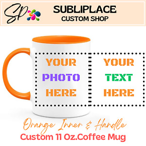Personalized Coffee Mug Custom Photo Text Name. Ceramic 11 Oz Gift Cup -2 Sides-