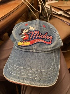 Vintage Disney Mickey Mouse kids Baseball cap Hook and Loop Cotton Denim  - Picture 1 of 7