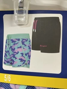 Champion Girls' 2 Pack Active Stretch Comfort Shorts Size 5/6 New - Picture 1 of 5
