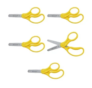 Westcott Classic Kids Scissors 5 Pack Blunt Tip, 5 Inch, Neon Yellow (15970) - Picture 1 of 6
