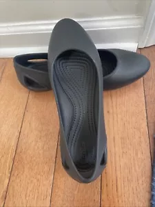 Crocs Sloane Women’s Ballet Flats Square Toe Black Slip On Sz9 Nice - Picture 1 of 12
