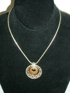 Brighton Katu Silver Tone Wood Pendant Collar Necklace 16 Inch Retired - Picture 1 of 6