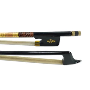 Cello bow 4/4 Carbon Fiber Ebony Frog Natural horse hair Well Balanced Straight - Picture 1 of 6