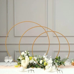 GOLD 28" Round Metal FLORAL HOOP Standing Wreath Centerpiece Ring Party Events - Picture 1 of 8