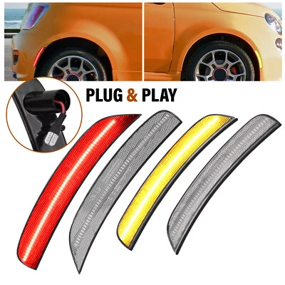 For Fiat 500 500C 500E 12-19 Front Amber Rear Red LED Bumper Side Marker Lights Foto 1 de 4