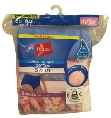 Hanes Cool Comfort Cotton Briefs Value Pack Set of 5 Size 10/3XL Pink Blue - Image 1 of 3