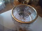 Genuine cut crystal vintage antique bowl with a solid silver halmarked band roun
