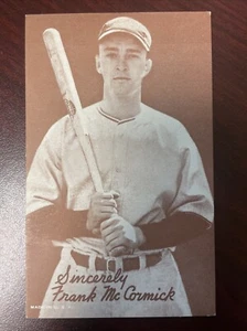 1939-46 Exhibit Salutation Baseball Card Sincerely Frank McCormick - Picture 1 of 3