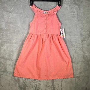 LEMON KISS SLEEVELESS Pink FLORAL EYELET HALTER SUNDRESS GIRLS SZ 10 Print - Picture 1 of 11