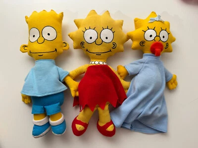 Lote de muñecas de trapo de Los Simpson 1990 vintage con Bart, Lisa y Maggie - mercancía auténtica Foto 1 de 4