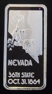 1975 Nevada 36th State Hamilton Mint Bullion Rare - 999 Silber 1 Oz Unze Kunstbarren - Bild 1 von 2