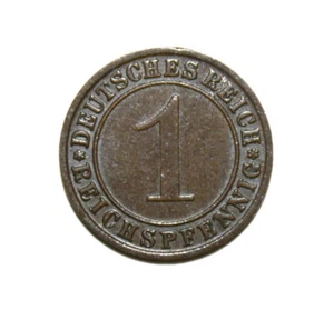 S11 - Germany 1 Reichspfennig 1933-F Almost Uncirculated Bronze Coin - Weimar - Picture 1 of 2