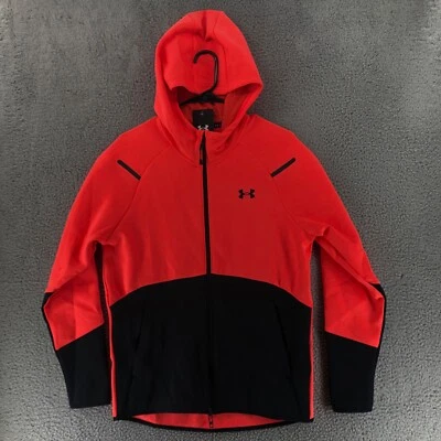 Under Armour Men’s Size XL Unstoppable FLC Zip Hoodie Jacket Orange Coral Black - Image 1 of 4