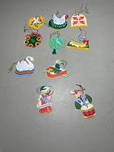 Vintage AVON 12 Days of Christmas Tree Ornaments Metal only 10 ornament No Boxes - Picture 1 of 5