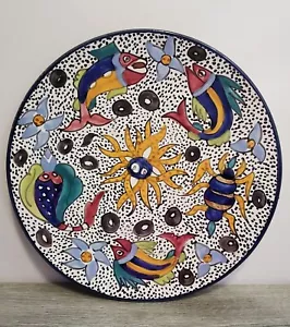 Hand painted Tunisia Fish Wall Hanging 12" Plate Decorative - Picture 1 of 6