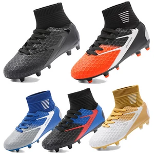 Kids Boys Girls High Top Soccer Shoes Outdoor Indoor Soccer Cleats - Picture 1 of 18