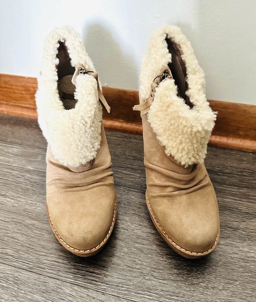 Botas UGG Georgette Mujer Tacones de aguja al tobillo Plataforma Piel Superior Nubuck Tostadas Talla 9 Foto 1 de 4