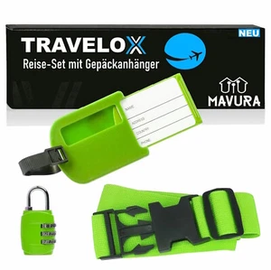 TRAVELOX Koffergurt Gepäckgurt Kofferanhänger Gepäckschloss Gepäckanhänger Grün - Bild 1 von 5