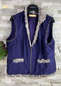 Biba Women’s Size 16 Purple Fur Trim Gilet Jacket Coat - Picture 1 of 7