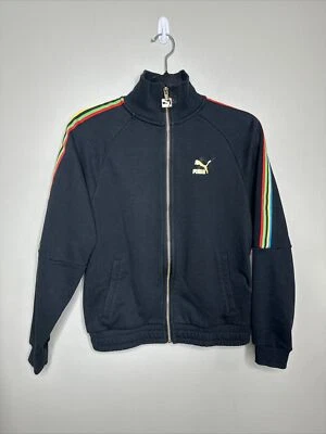 Chaqueta deportiva con cremallera completa manga colores arco iris negra PUMA para niñas talla XS Foto 1 de 4
