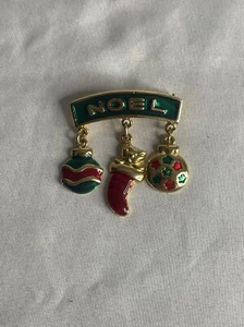 Christmas Brooch "Noel" with Ornaments - Picture 1 of 4