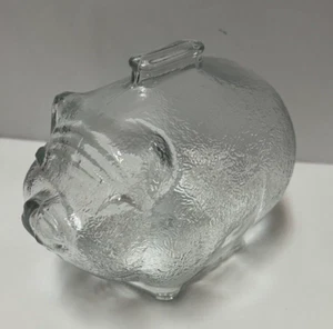 Anchor Hocking Glass Pig Coin Piggy Bank Clear Textured Large 5" Tall - Picture 1 of 11
