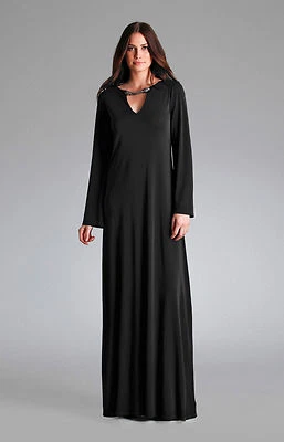 Hale Bob Black Long Sleeve Robe Maxi Dress | Snake Jewel Closure XS NWT 2PLN6080 - Image 1 of 3