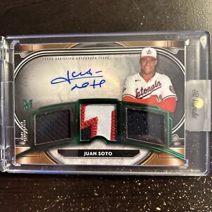 1/1 JUAN SOTO 2021 TOPPS MUSEUM TRIPLE GAME USED PATCH AUTO ONE OF ONE HIT PARAD