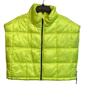 Chaleco corto con cremallera cuello simulado Calvin Klein para mujer, amarillo de seguridad, grande - Imagen 1 de 6