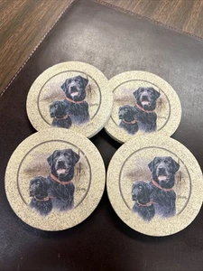 4" Untersetzer 4er Set | James Killen, Künstler | Schwarz Labrador Hund & Welpe Selten - Bild 1 von 17