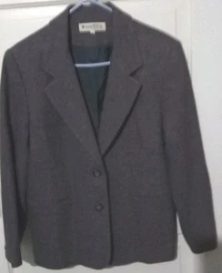 Appleseed's Blazer Jacke Damen Gr. 16P Haustier blau lila Wollmischung 2 Knöpfe Mantel - Bild 1 von 8