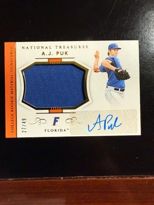 2018 Panini National Treasures College Materials Signatures Gold /49 AJ Puk Auto - Image 1 of 2
