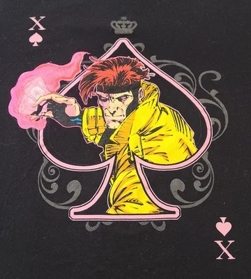 Camisa Gambito Para Hombres Talla Mediana Negra Tarjetas Remi LeBeau As Marvel X-Men Usada en Excelente Condición RARA  Foto 1 de 4
